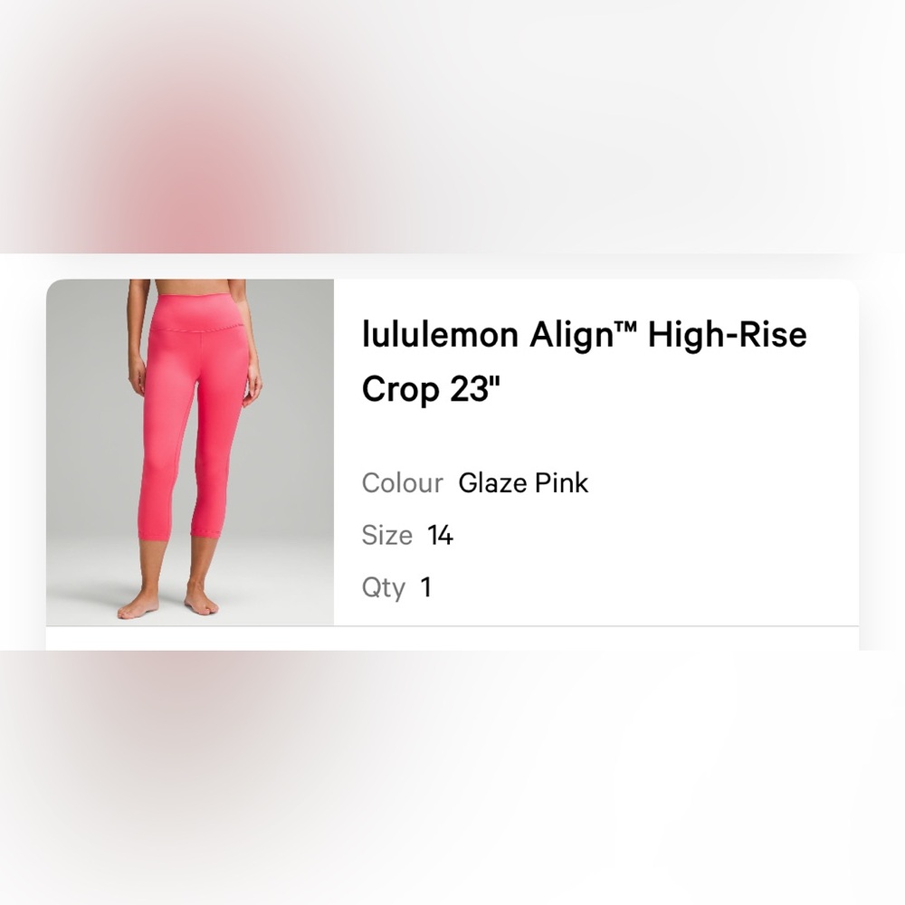 Lululemon Align High Rise Crop 23” Glaze Pink